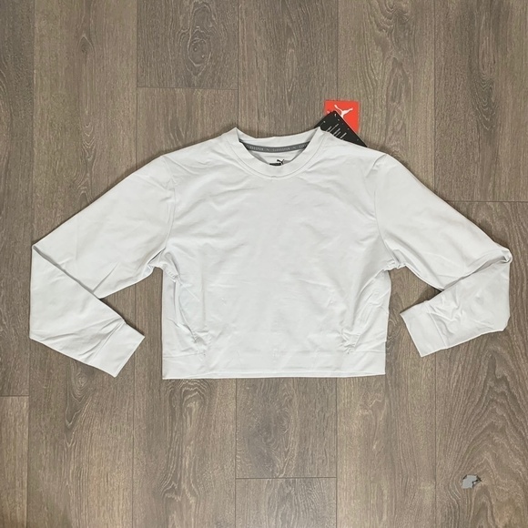 Puma Train Cloudspun Crew Neck Sweater Nimbus Cloud Heather Grey Size XS - Picture 2 of 15